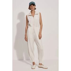 Varley Double Soft Madelyn Stretch-Jersey Jumpsuit Ivory-Marl Size Small